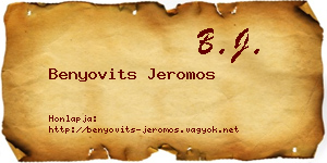 Benyovits Jeromos névjegykártya